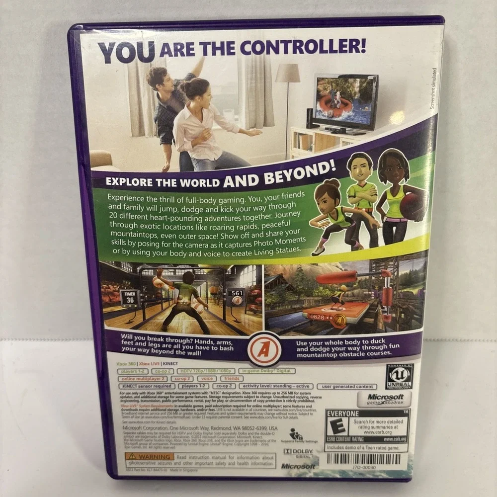 Kinect Adventures Microsoft Xbox 360 Game NTSC Everyone E Rated Purple Case
